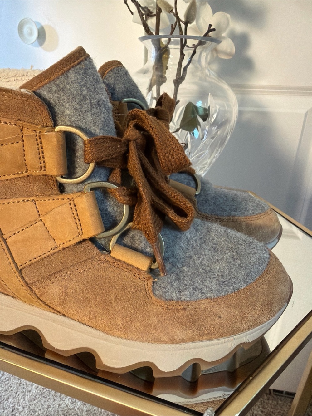 Sorel WATERPROOF Women's Tan Suede Lace-Up hiking walking Boot 7.5 - Picture 2 of 9